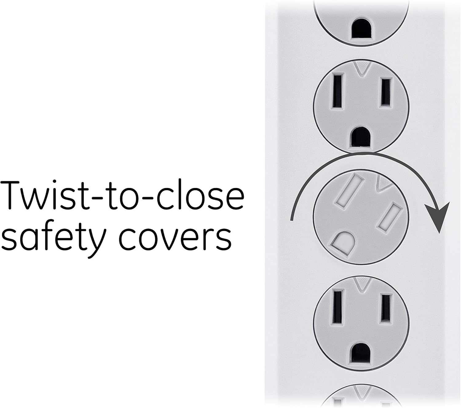 GE Protector SurGE de 6 tomas, paquete de 4, cable de extensión de 15 pies, 800 julios, de enchufe plano, cubiertas de seguridad de girar para