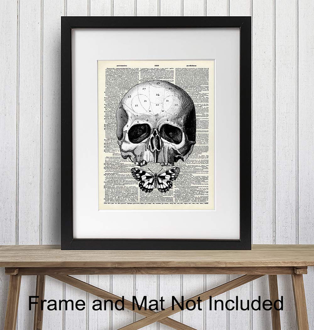 Gothic Skull Wall Art – Skull Wall Decor – Goth Wall Art Room Decor – Goth Butterfly – Gothic Living Room Decor – Gothic Home Decor – Gothic Wall