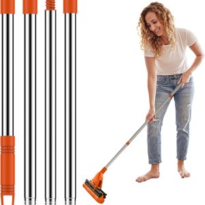 Repuesto de mango de poste de trapeador giratorio de 4 secciones para fregona giratoria Easywring, trapeador de tela de microfibra Repuesto de mango de poste de trapeador giratorio de 4 secciones para fregona giratoria Easywring, trapeador de tela de microfibra