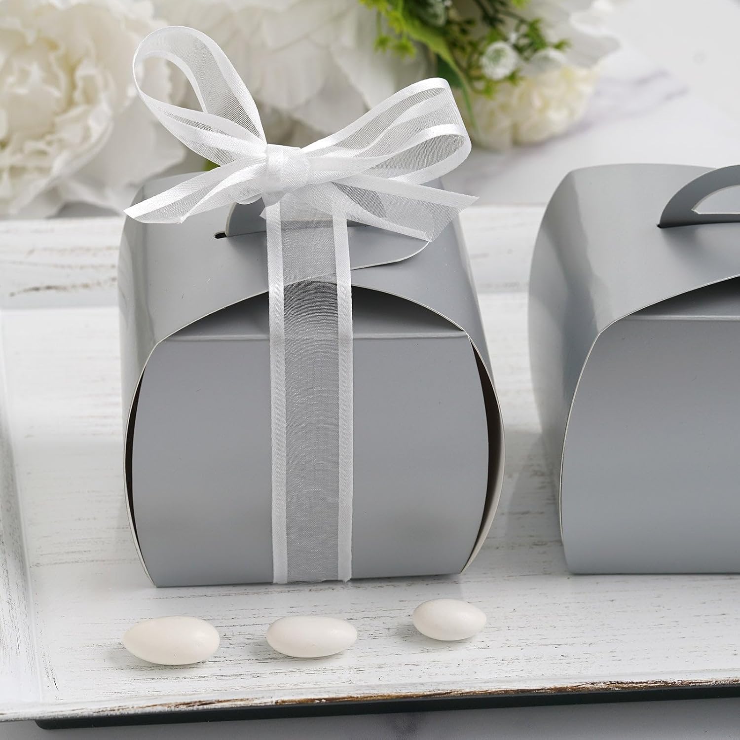 Efavormart – 25 cajas plateadas para regalos de dulces, cajas de regalo para fiestas, despedidas de soltera, bodas, fiestas