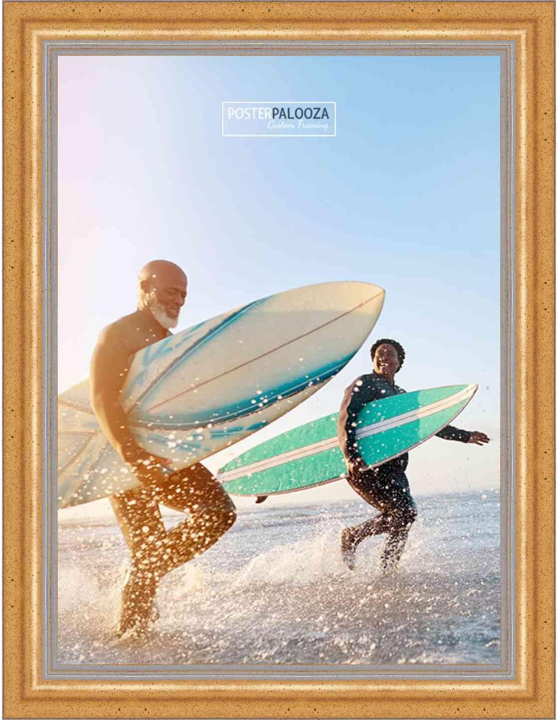 Poster Palooza 11×16 Traditional Gold Complete Wood Picture Frame with UV Acrylic Plexiglass, Foam Board Backing & Hardware Included