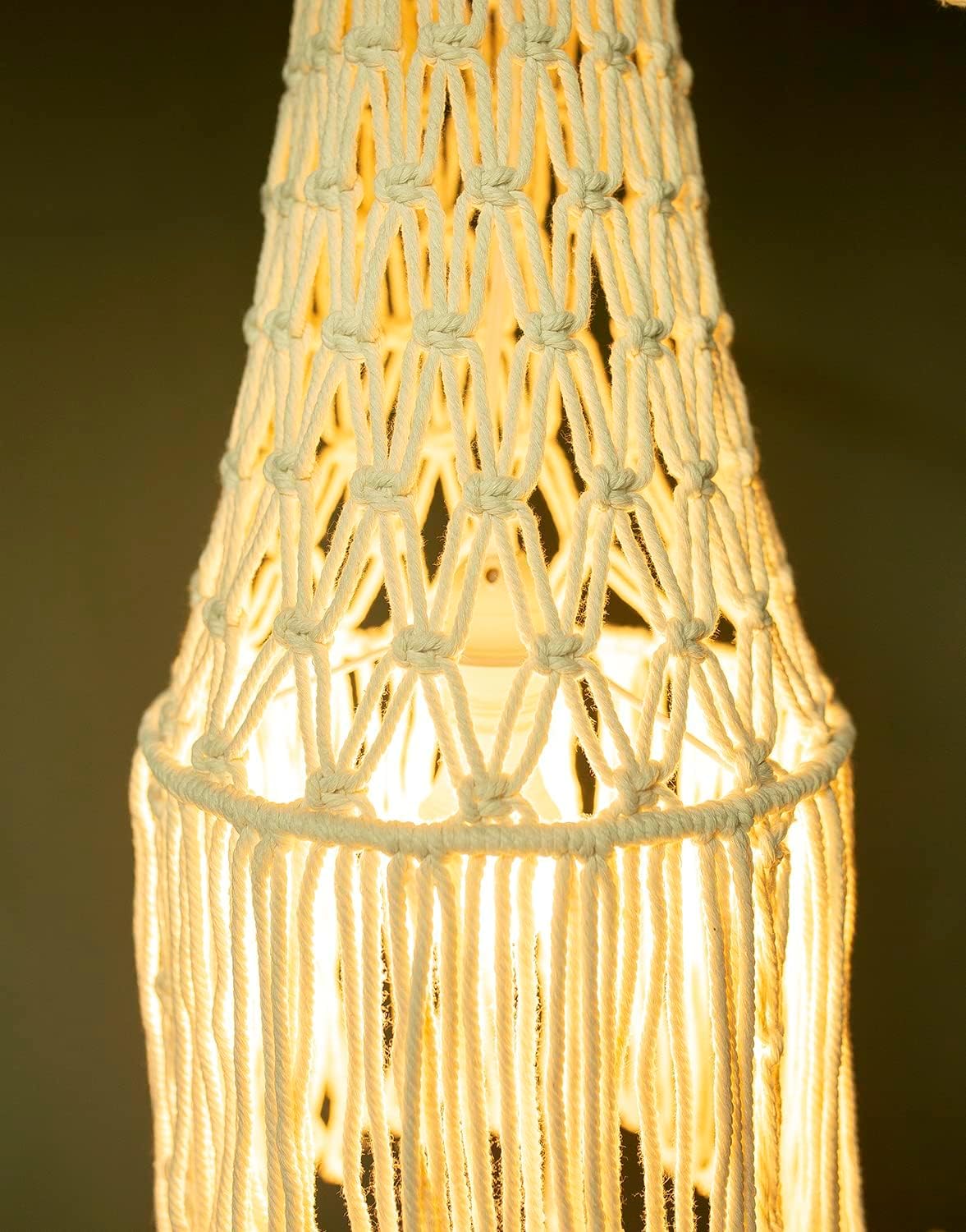 Lámpara colgante bohemia para decoración de dormitorio, lámpara colgante con cable de enchufe e interruptor, pantalla de lámpara de macramé y