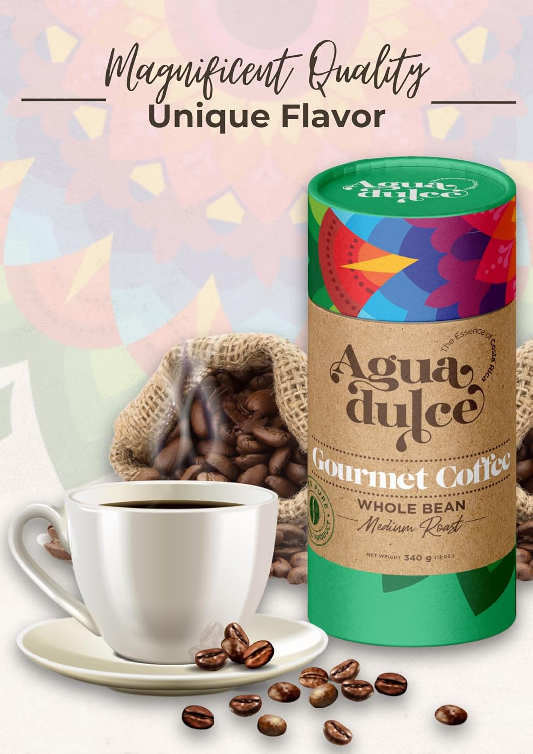 Agua Dulce Café especial 100% arábica de origen único de comercio justo gourmet de miel de Costa Rica proceso o selección de tostado medio (tostado