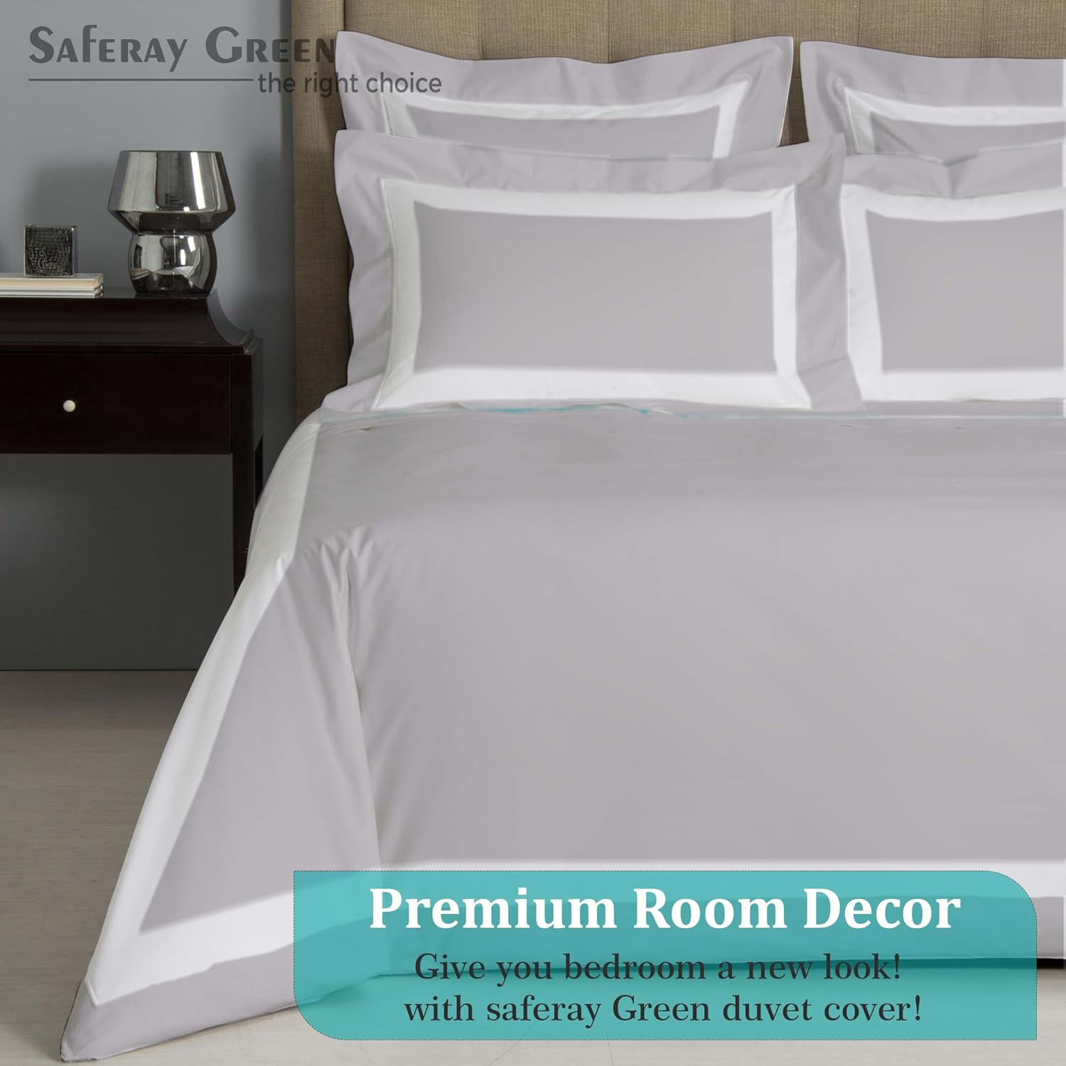 Saferay Green Hotel Luxury – Juego de funda de edredón de 3 piezas, 850 hilos, 100% algodón orgánico, colección de ropa de cama de gran tamaño,