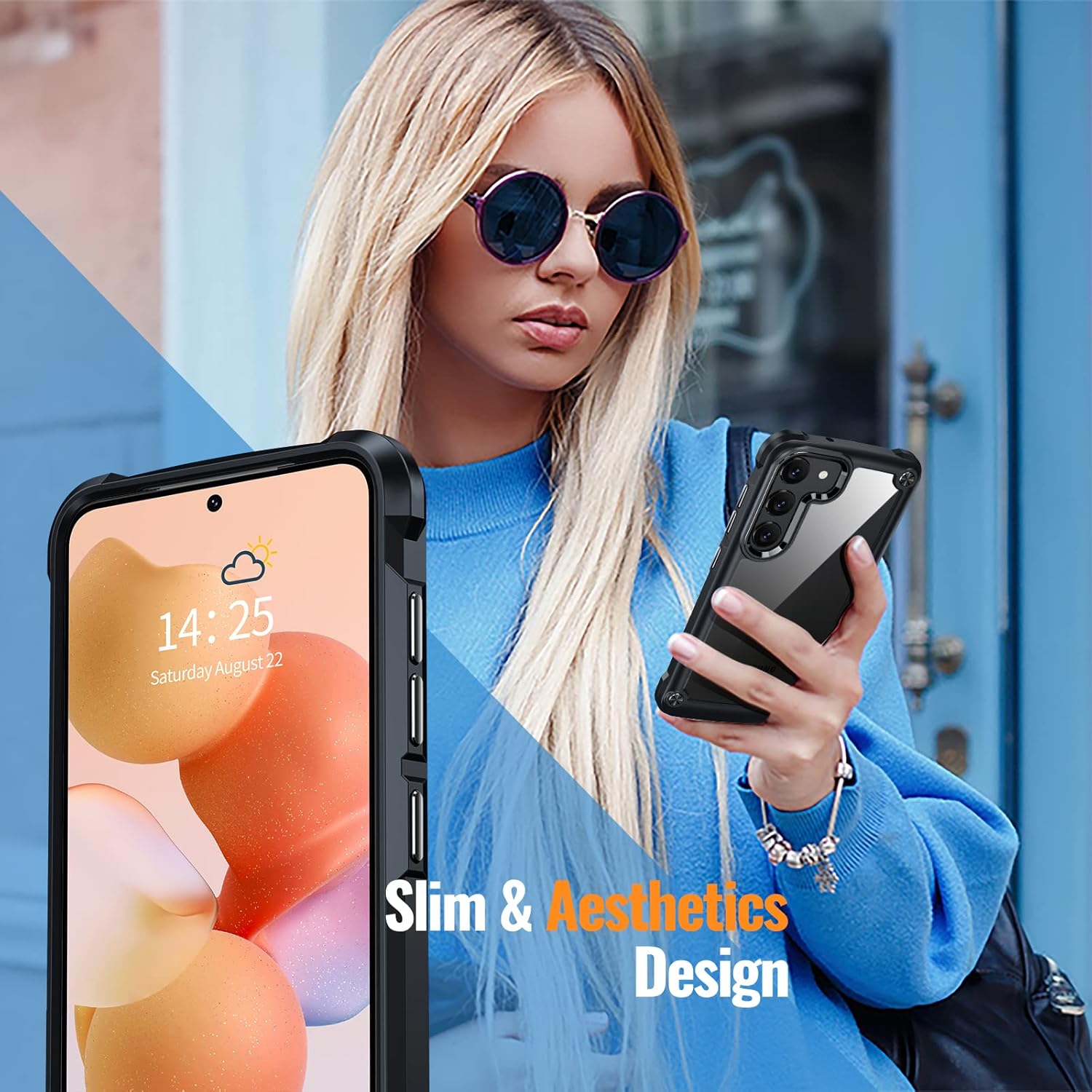 Oterkin Funda transparente para Samsung Galaxy S23 Plus, 20X antiamarilleamiento S23 Plus con 2 protectores de pantalla de vidrio templado, 4 bolsas