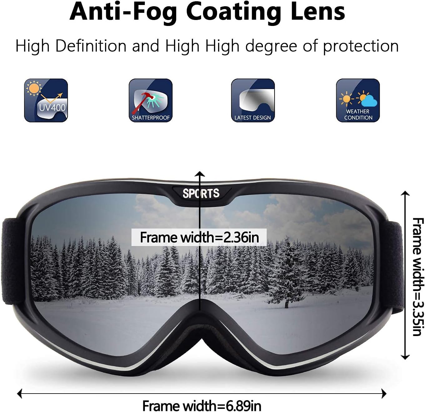 Snow Goggles Ski Goggle for Man Women Frameless Motorcycle Snowboarding Goggles for Skiing Climbing Snowboarding