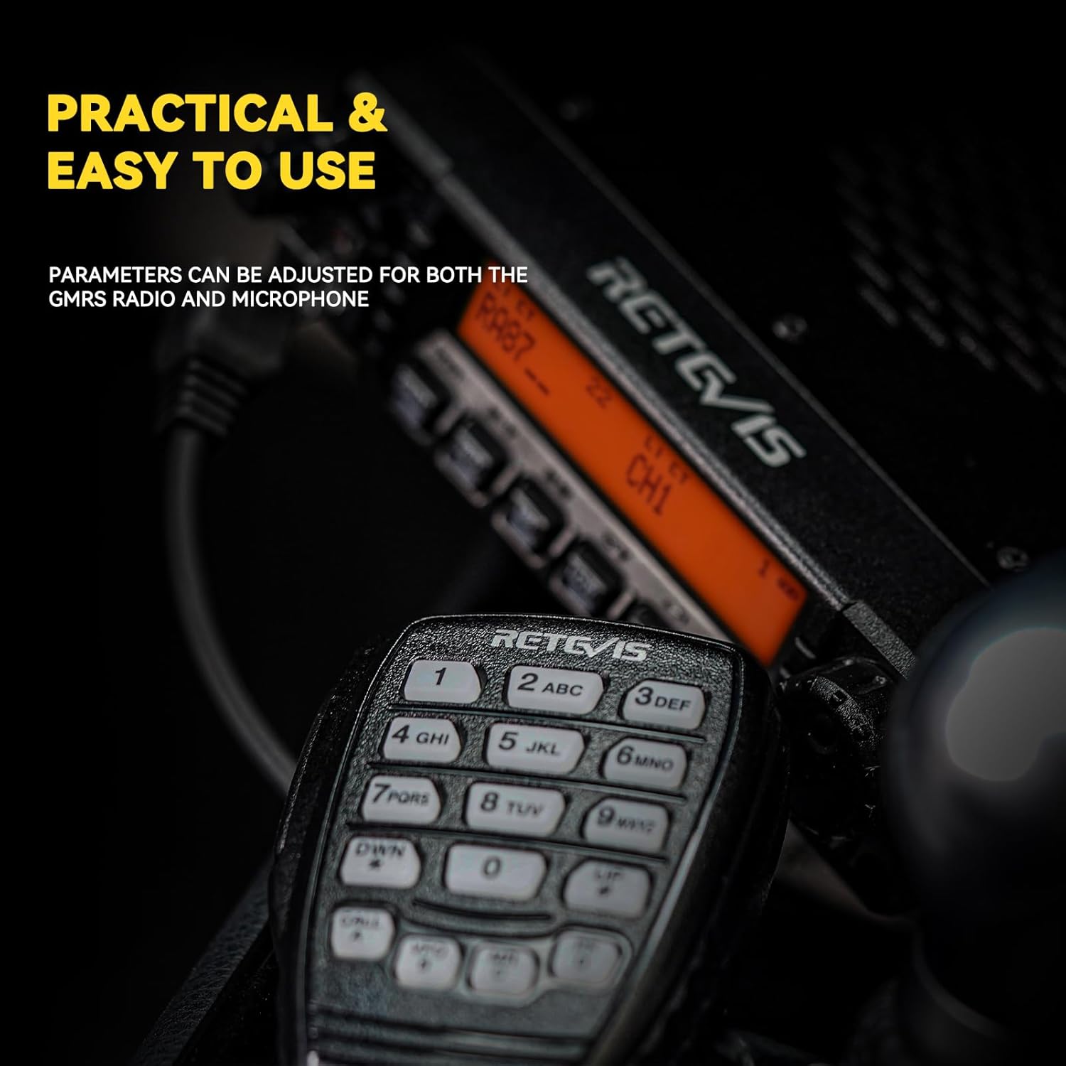 Retevis Radio móvil RA87 GMRS, repetidor GMRS móvil de 40 W, transceptor GMRS estación base de 8 canales repetidores, reloj dual VOX de 200 canales,