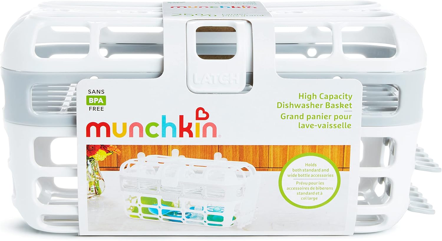 Munchkin Cesta para lavavajillas de alta capacidad, paquete de 2, gris