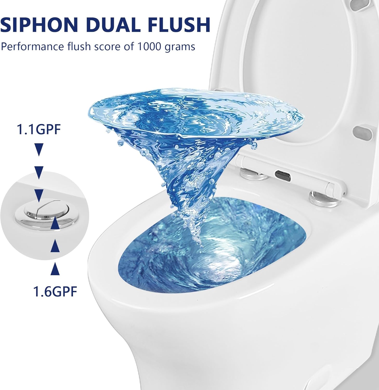 Inodoros para baños, DeerValley DV-1F0073 – Inodoro de una pieza de doble descarga 11.6 GPF MaP 35.27 oz Altura de la silla 16.93 pulgadas, inodoro