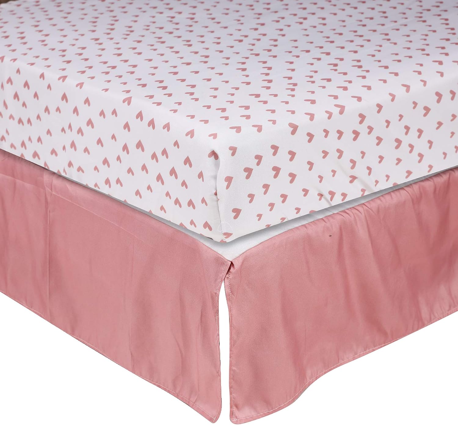 Juego de ropa de cama de 4 piezas para cuna de cisne rosa rosa con temática de cisne floral, 1 edredón, 1 falda, 1 sábana bajera, 1 cenefa de