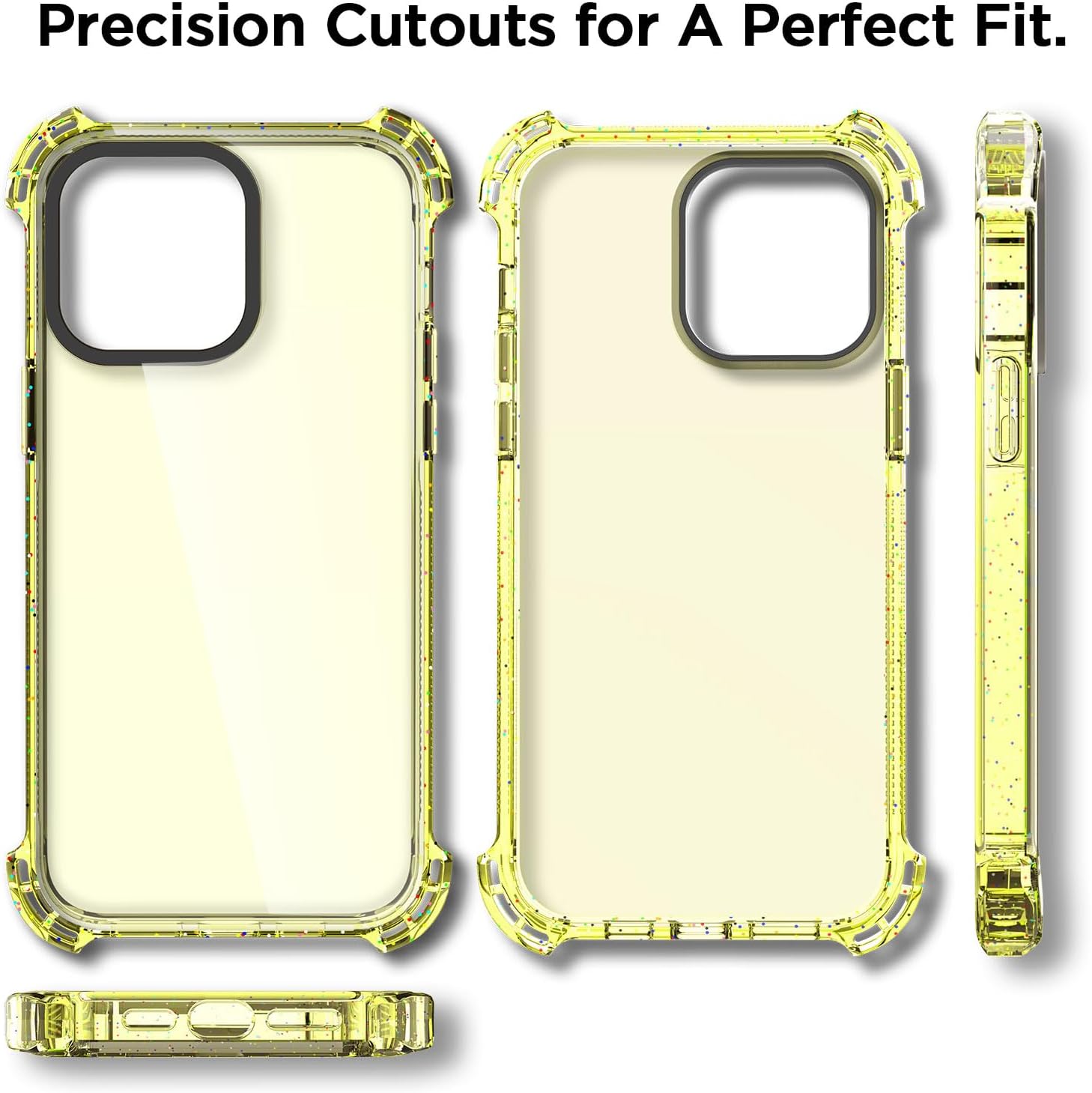 AICase Funda Bounce compatible con iPhone 14 Pro Max, color amarillo transparente, impacto, a prueba de golpes, linda funda protectora para teléfono