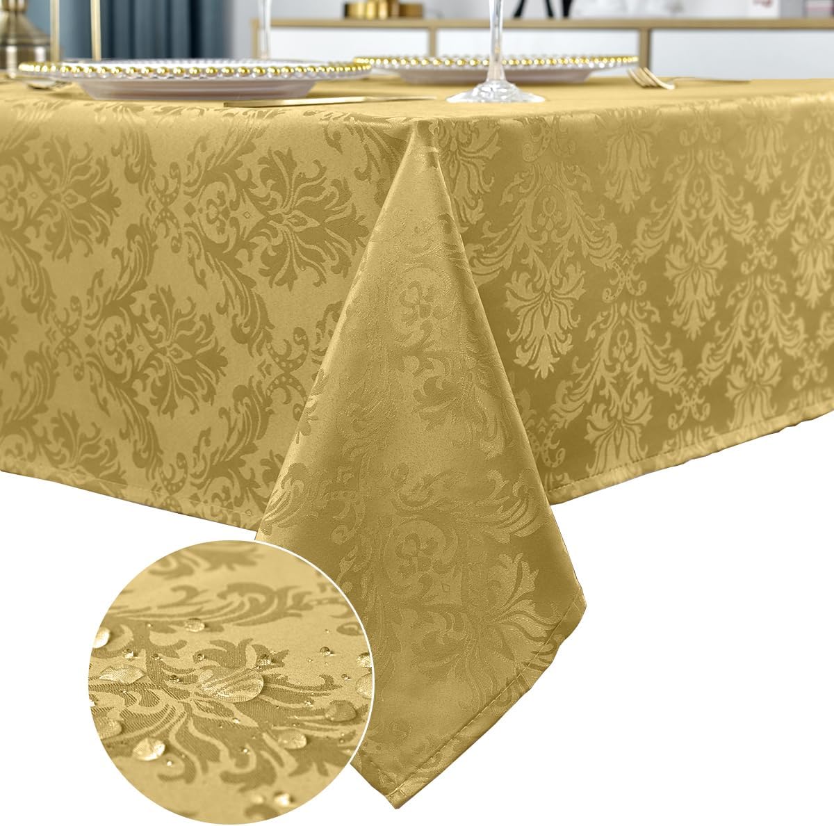 SASTYBALE Mantel rectangular de jacquard de 52 x 70 pulgadas, a prueba de derrames, resistente a las arrugas, mantel de damasco oblongo, poliéster