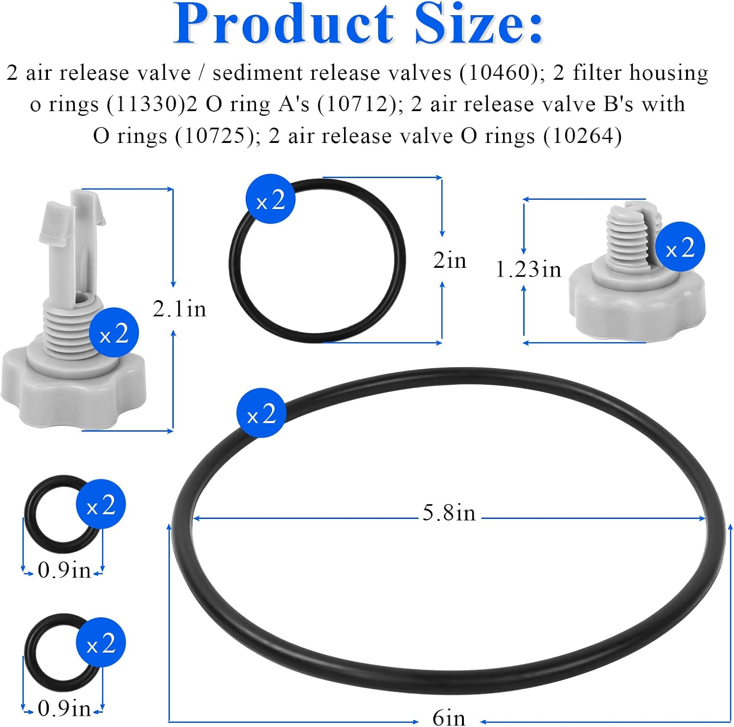 Paquete de sellos de repuesto para bomba de filtro de 250042,500 galones para bomba de filtro de piscina Intex (incluye 5 piezas combinadas