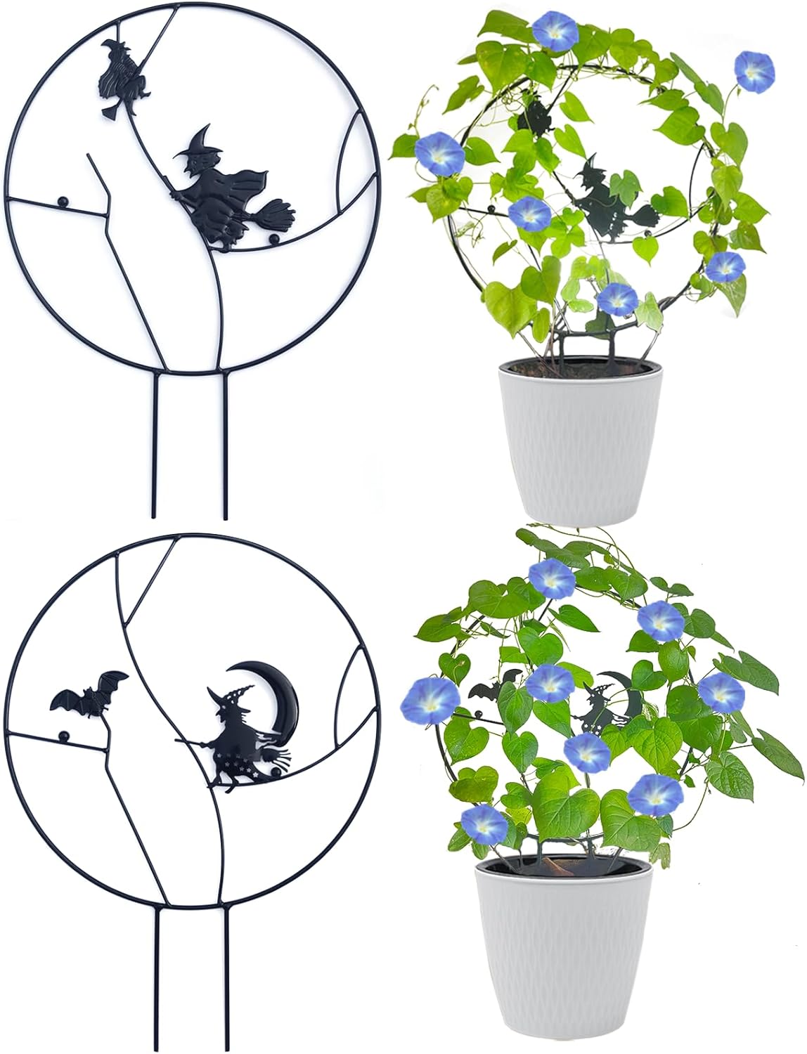 2 piezas de enrejado de jardín para plantas trepadoras, kit de bruja de Halloween, diseño especial, enrejado mediano de 16.3 pulgadas para plantas