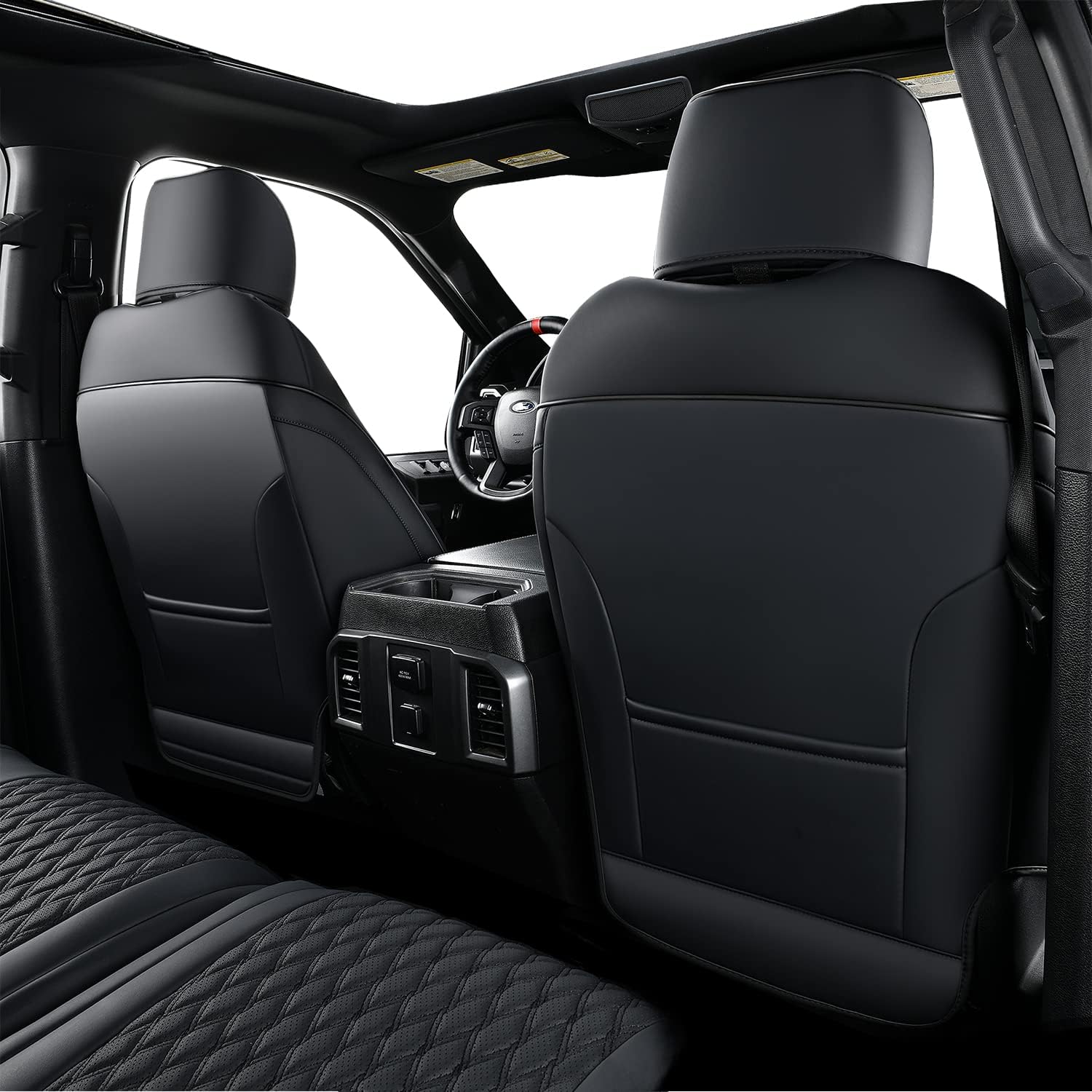 Fundas de asiento delantero F150, 2 unidades, de piel sintética, impermeables, para asientos de automóvil, accesorios para Ford, interior de camión