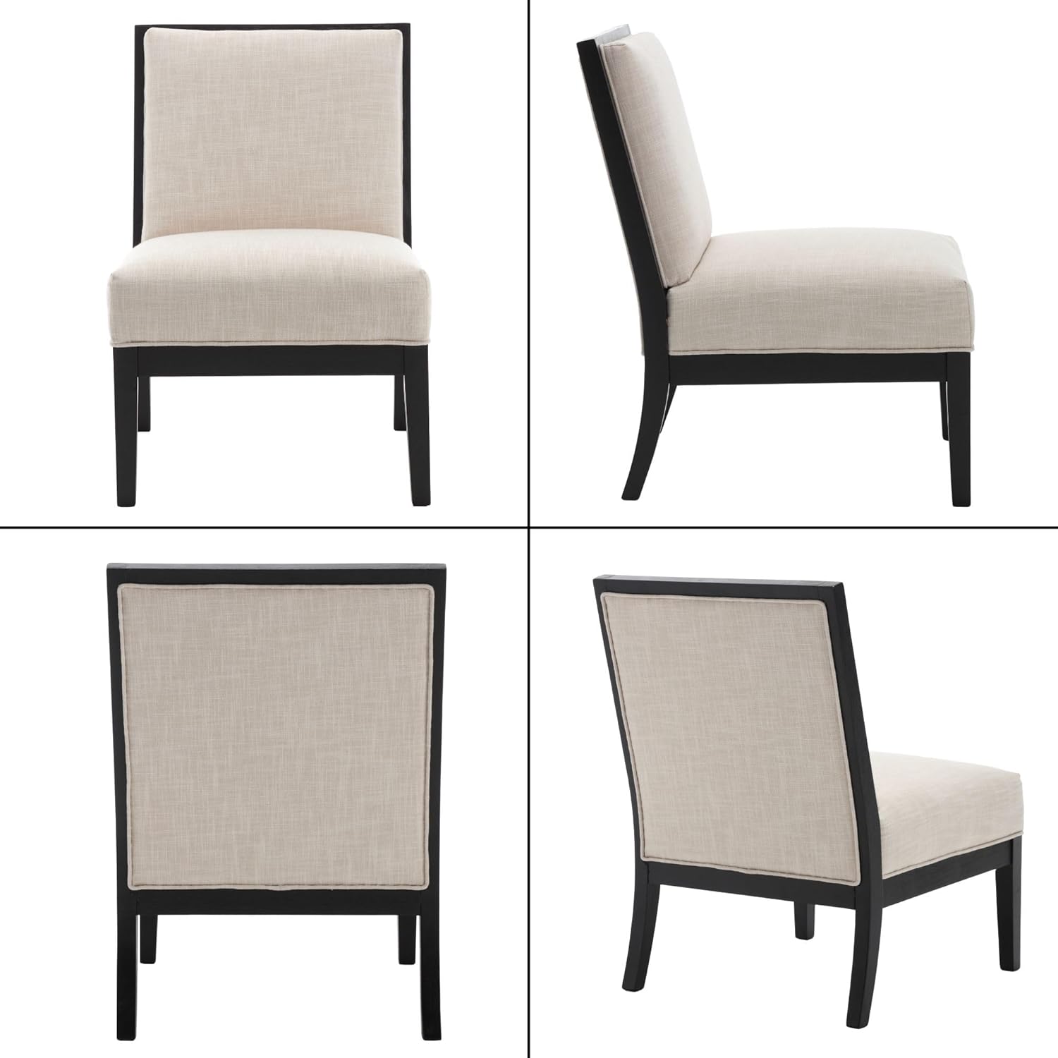 Comfy Accent – Silla de lectura, tapizada de lino con patas de madera negra, silla auxiliar pequeña para sala de estar, dormitorio y sala de