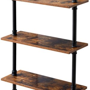 IBUYKE Estante industrial para tubería, estantería de montaje en pared de 40.5 pulgadas, estante de pared de 3 niveles con toallero, estantes IBUYKE Estante industrial para tubería, estantería de montaje en pared de 40.5 pulgadas, estante de pared de 3 niveles con toallero, estantes