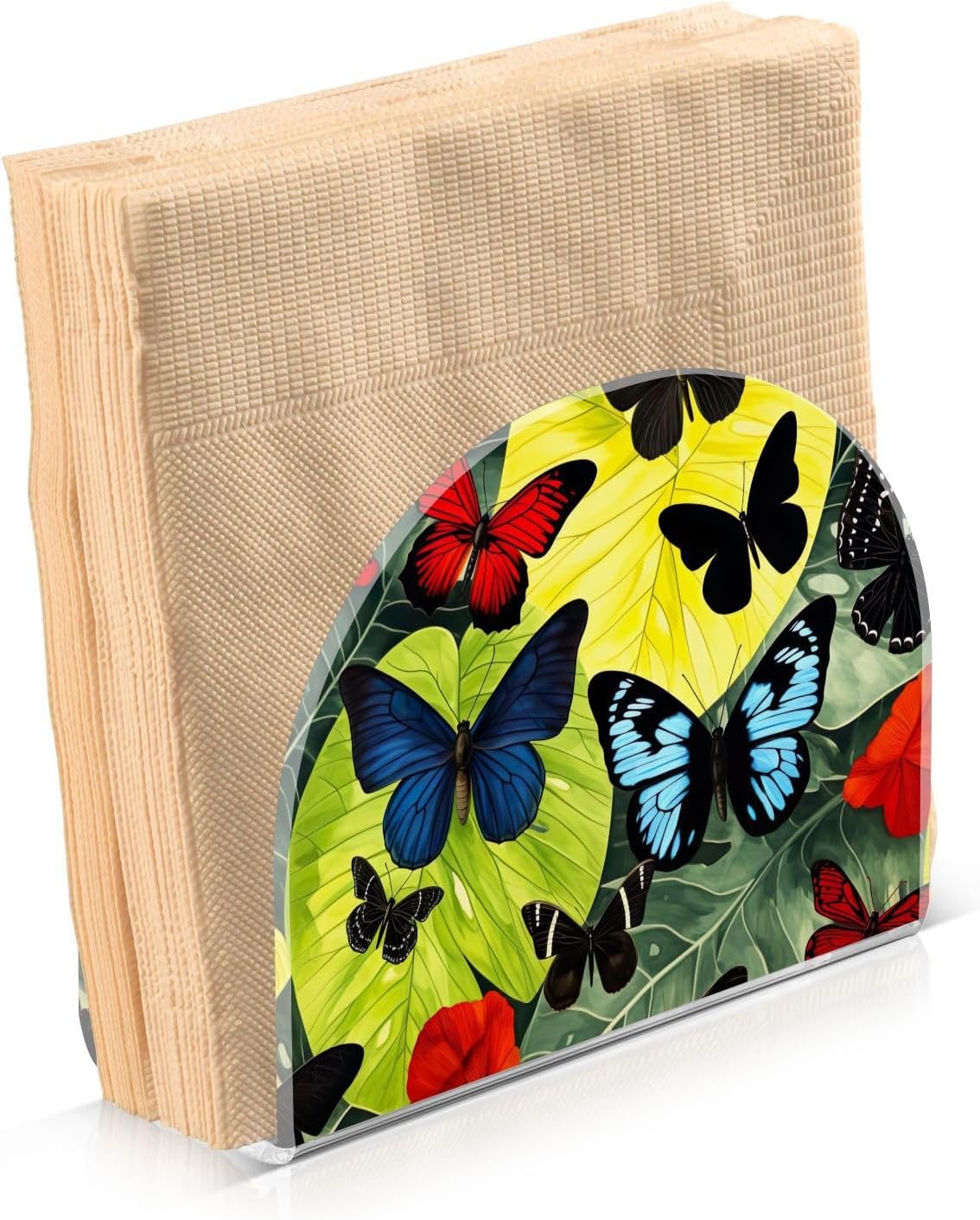 Butterfly Palm Acrylic Napkin Holder Clear Crystal Tissue Paper Dispenser for Table, Kitchen Countertop, Restaurant, Decor