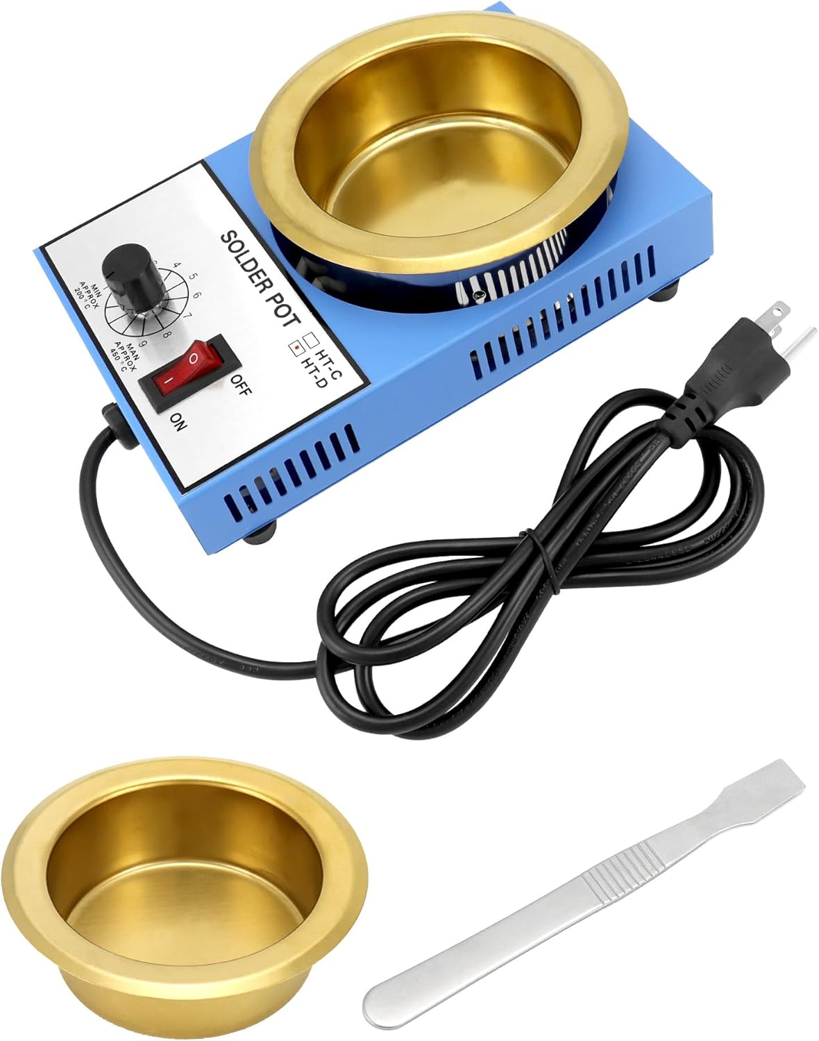 QWORK Olla de soldadura, 300 W 110 V, placa de titanio de baño de soldadura de 3.937 in, capacidad 52.91 oz 392.0-842.0 F, incluye olla extra de