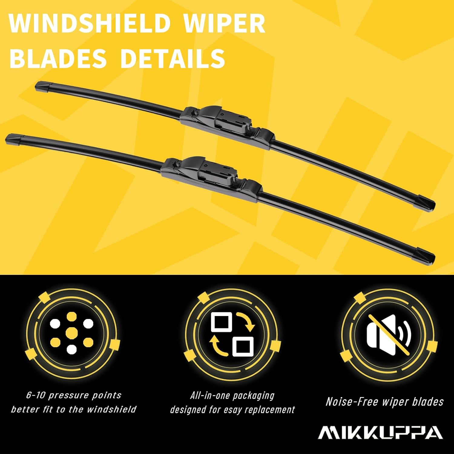 MIKKUPPA Limpiaparabrisas de 24 + 19 pulgadas  Repuesto para VW Jetta 2011-2019, VW Passat 2012-2018  Limpiaparabrisas para todas las estaciones,