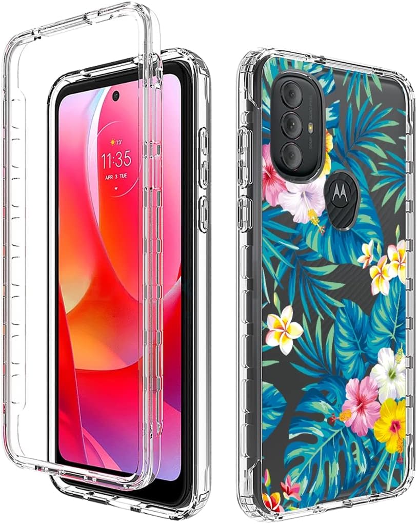Funda para Moto G Power 2022 con protector de pantalla de vidrio templado, cuerpo completo, a prueba de golpes, transparente, suave, funda