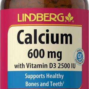 Lindberg Calcio 600 mg con vitamina D3  100 cápsulas blandas  2500 UI D3  Suplemento sin OMG, sin gluten Lindberg Calcio 600 mg con vitamina D3  100 cápsulas blandas  2500 UI D3  Suplemento sin OMG, sin gluten