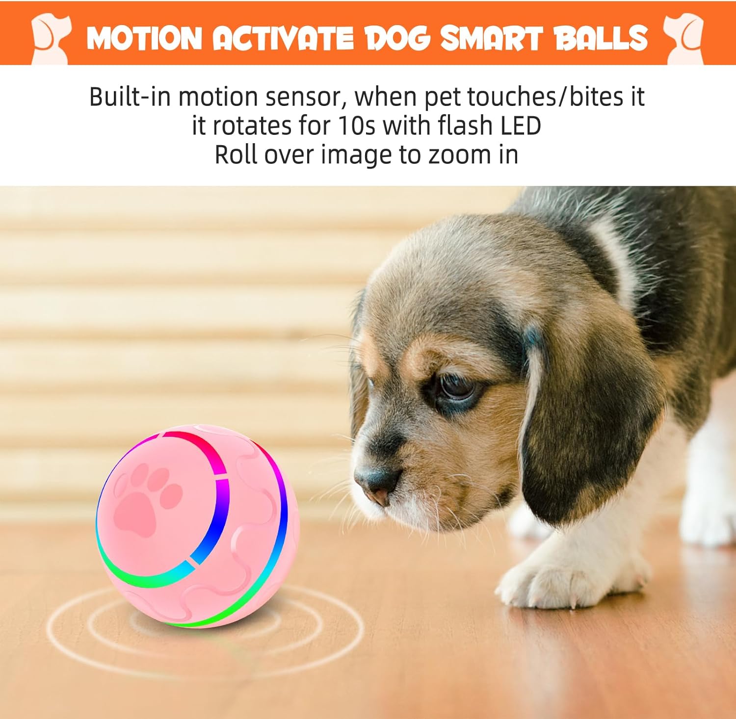 IFurffy Pelota para mascotas Peppy para perros con control remoto, juguete interactivo para perros con luces LED de flash para razas pequeñas,