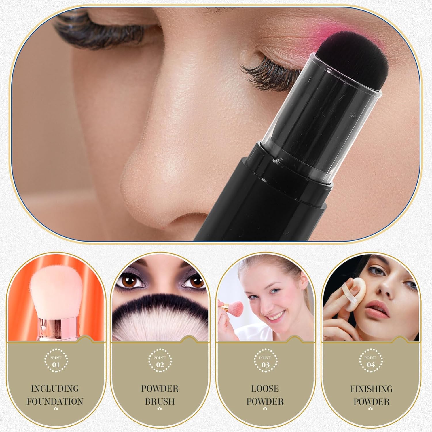 FOMIYES Cepillo para polvo con botella recargable, cepillo de base de viaje, cepillo para rubor facial, cepillo de maquillaje para líquido, crema,