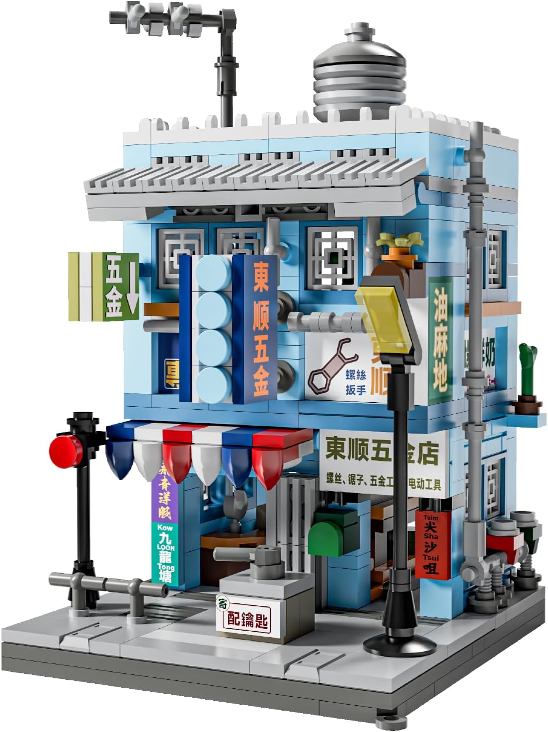 Mini bloques de construcción de Hong Kong City Street View Ferretería Juguetes, Juego de modelos de arquitectura retro de Hong Kong, 419 piezas de