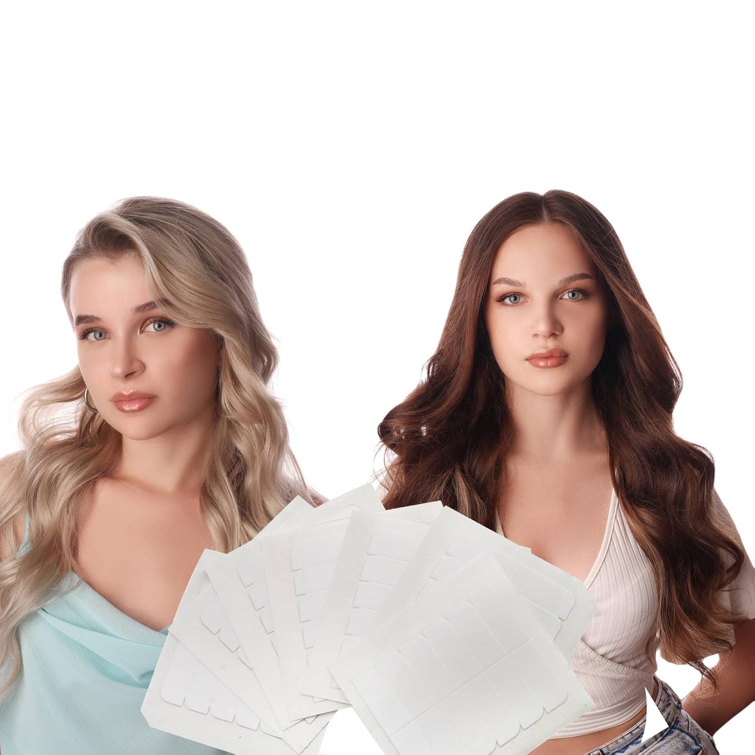 Fshine – 42 piezas de pestañas de cinta adhesiva de doble cara para extensiones de cabello, cintas de extensiones para reemplazo, 1.6×0.3pulgadas,