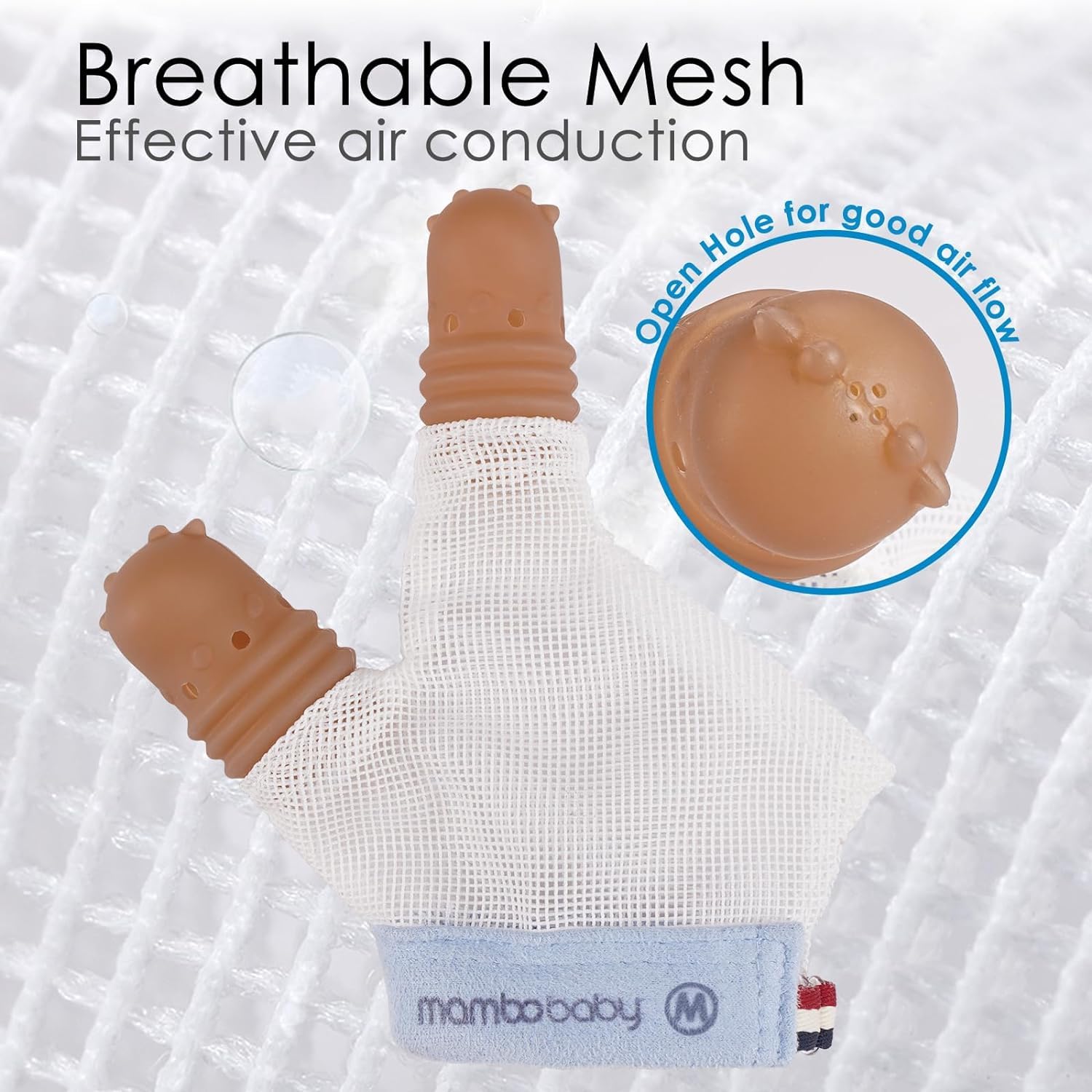 Tope de succión de pulgar para niños de 1 a 2 años de edad, protector de dedos de silicona para chupar el pulgar con malla transpirable, kit de