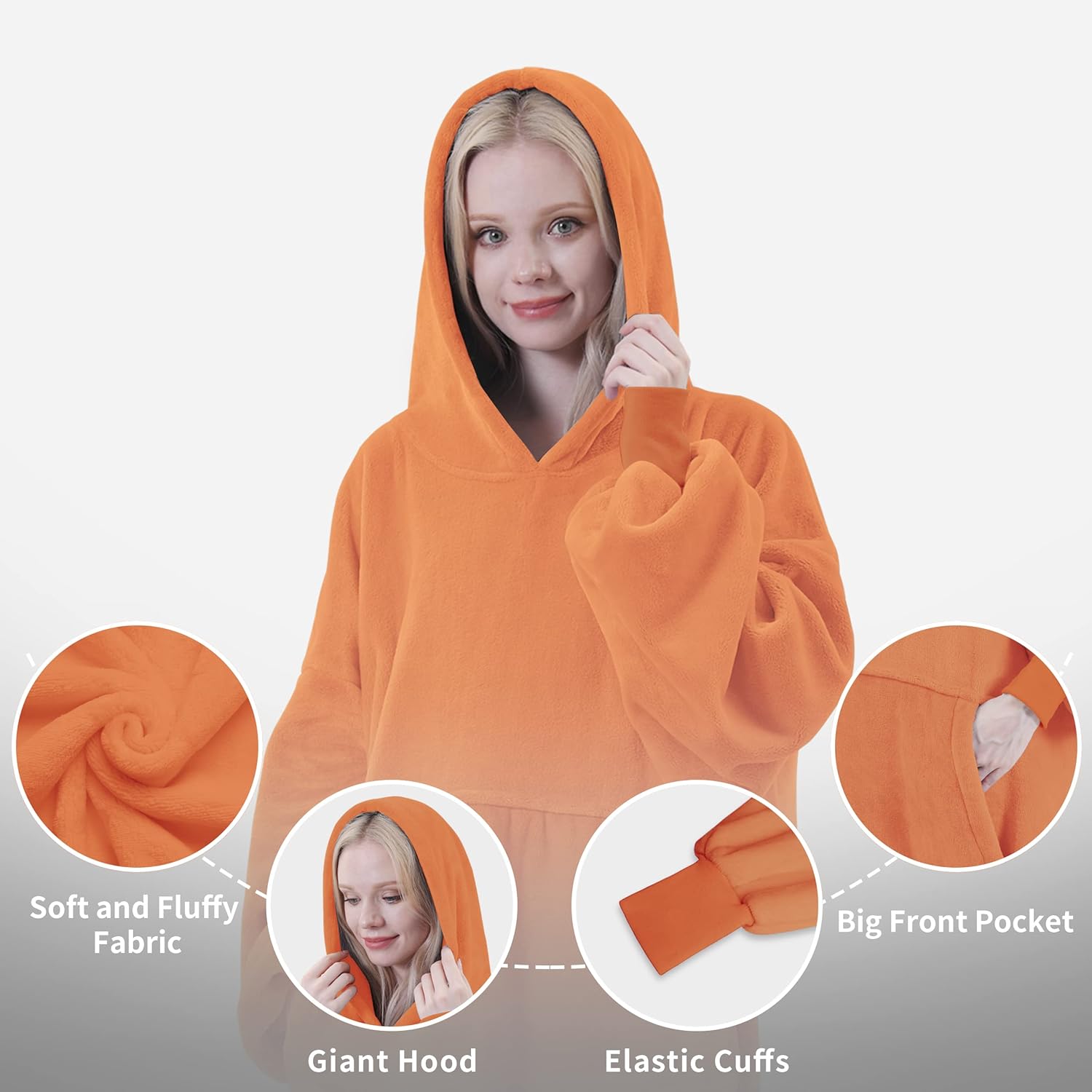 Easy-Going Manta de franela de gran tamaño con capucha para adultos, talla única