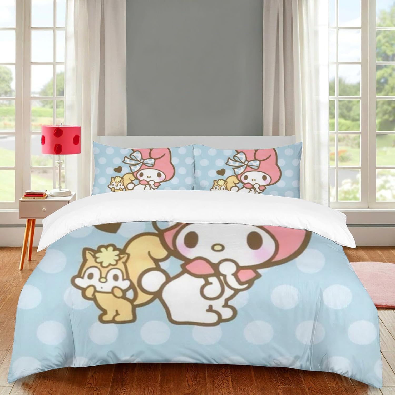 Juego de ropa de cama de dibujos animados tamaño individual, funda de edredón de 3 piezas, bonito juego de cama para niños y niñas con 1 funda de