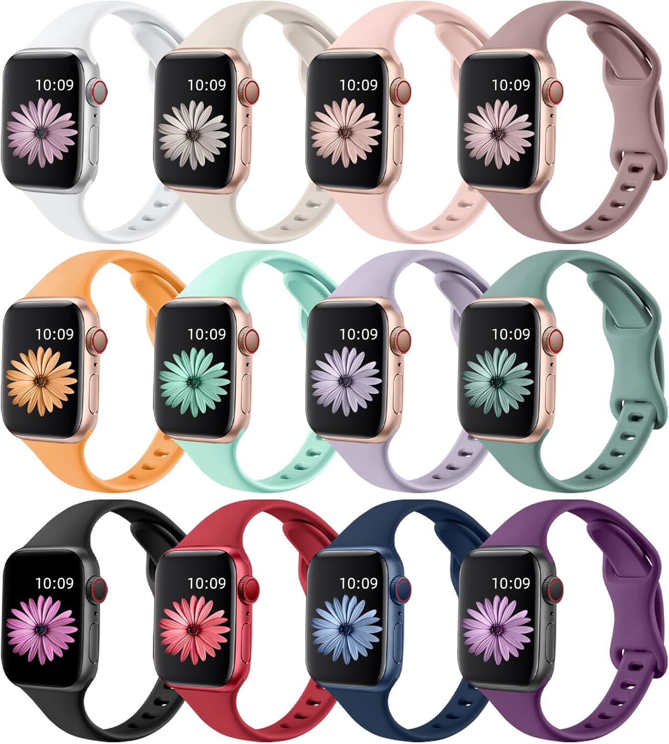 Lerobo Paquete de 12 correas compatibles con Apple Watch Band de 1.496 pulgadas, 1.575 pulgadas, 1.614 pulgadas, 1.654 pulgadas, 1.732 pulgadas,