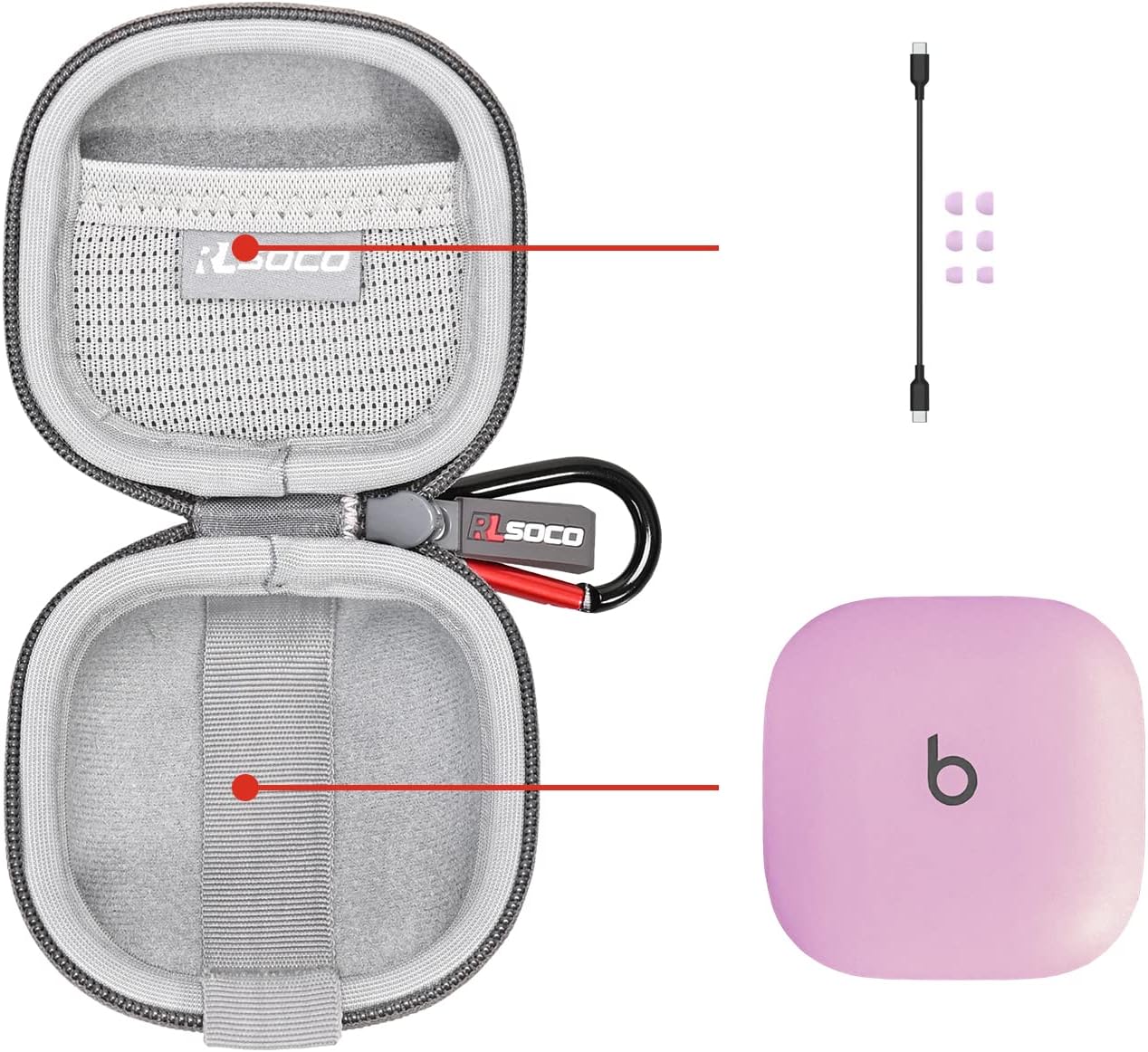 RLSOCO Funda para auriculares inalámbricos con cancelación de ruido Beats Fit ProFit Pro x Kim True (morado)