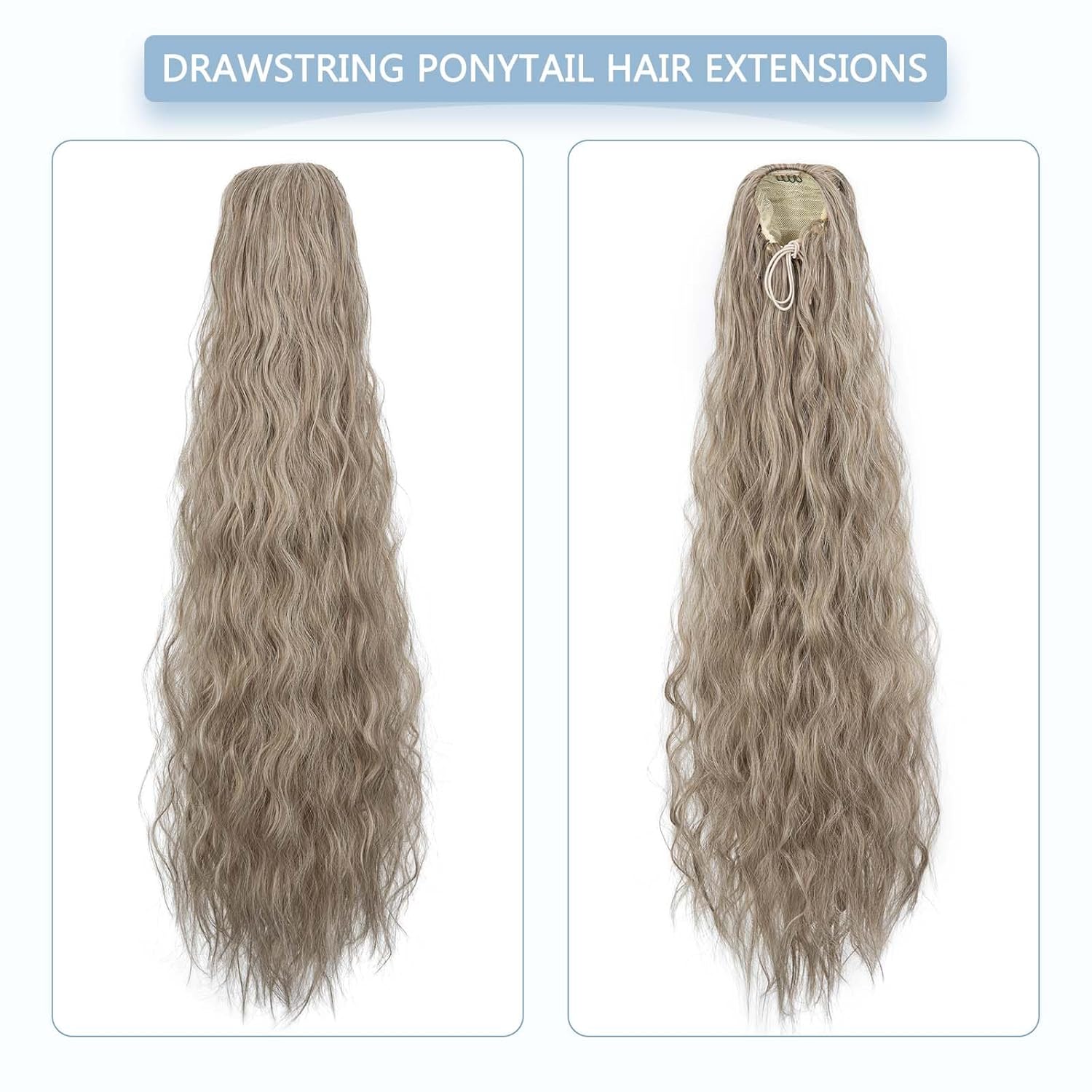 Cola de caballo rizada con cordón para mujer, de 32 pulgadas de largo, sintético, natural, ondulado, con clip, extensiones de cabello esponjoso,