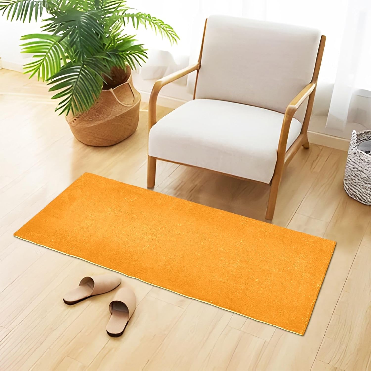 Tapetes de baño de felpa naranja oscuro, parte trasera de goma antideslizante, lavable a máquina, tapete absorbente de agua para baño, 39 x 20