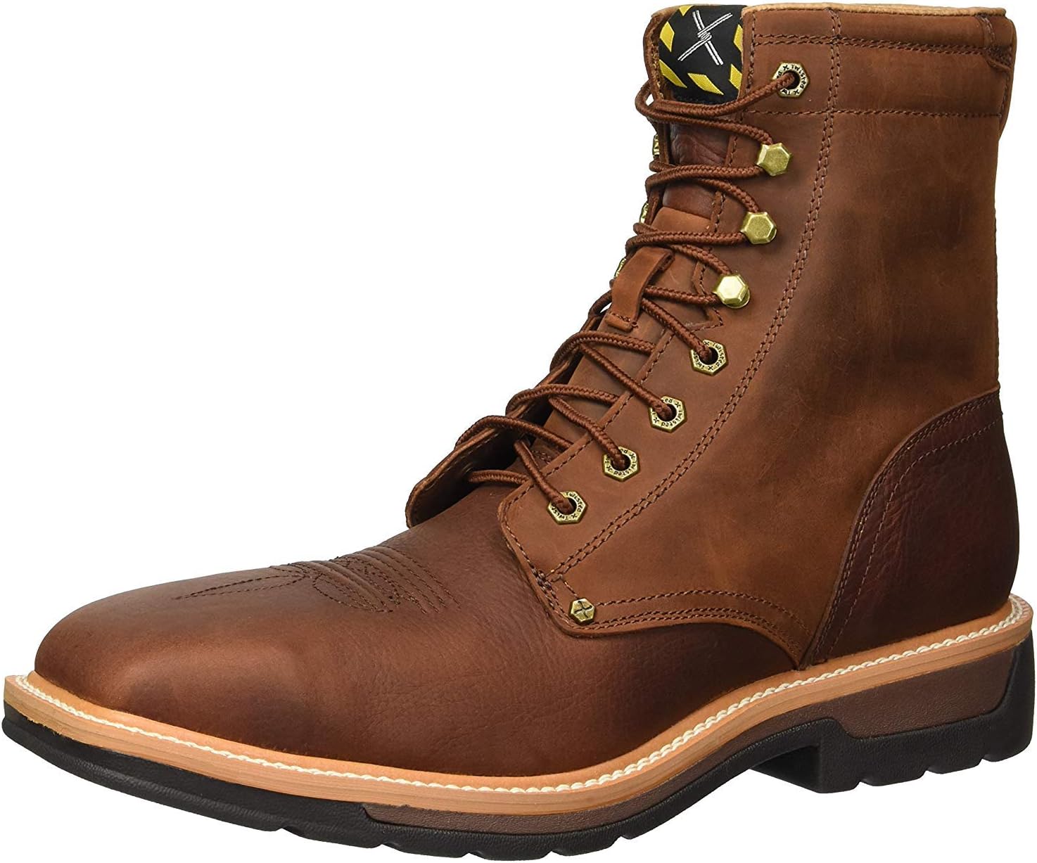 Twisted X – Botas de cuero de grano completo con cordones para hombre de 8 pulgadas con punta de acero para hombre