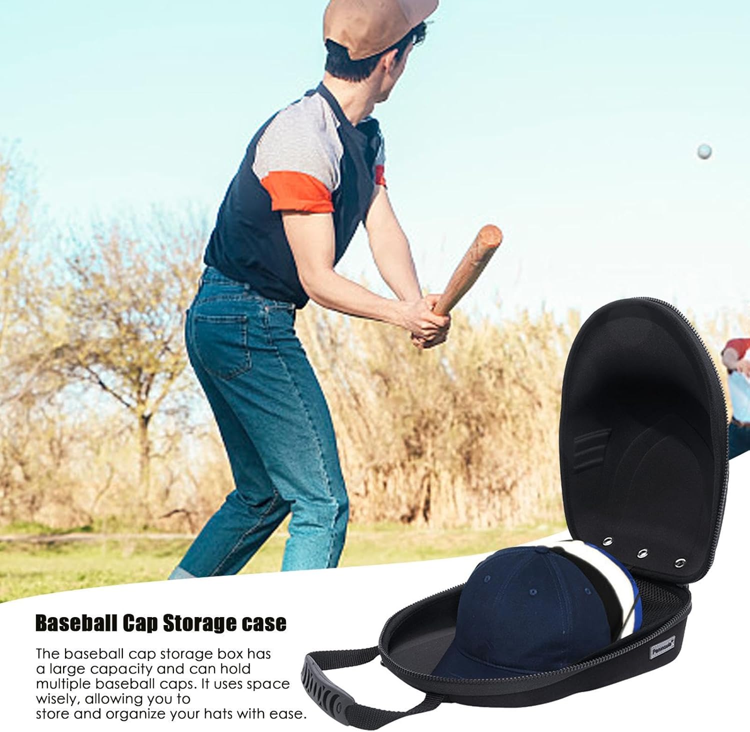 ISCORK Travel Hat Case, EVA Waterproof Hard Case – Storage Case for Baseball Caps with Shoulder Strap and Carabiner, Organizer Box