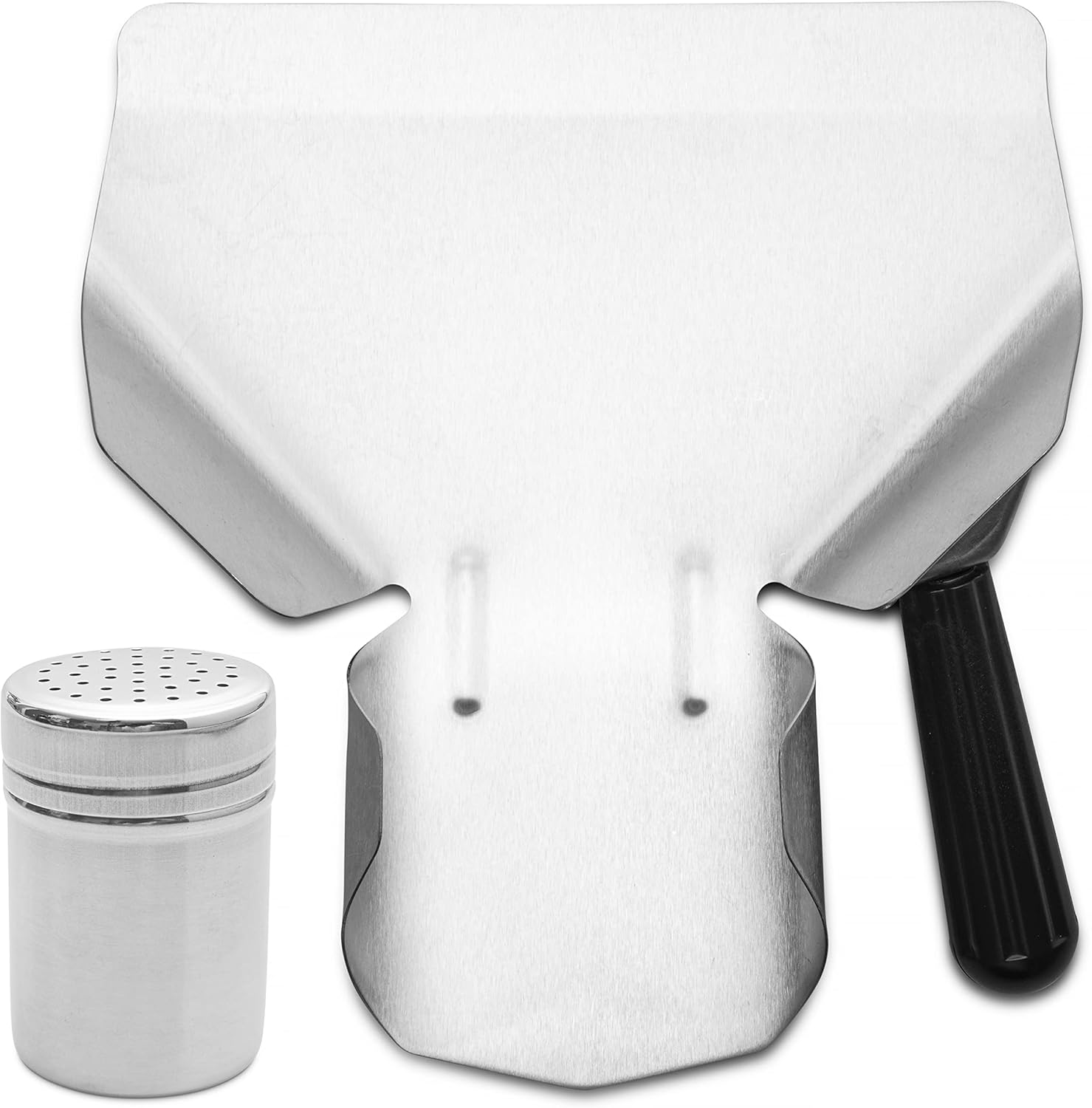 Paquete de pala de palomitas de maíz y draga de sal, juego de acero inoxidable, mango antideslizante, tapa giratoria, no más residuos