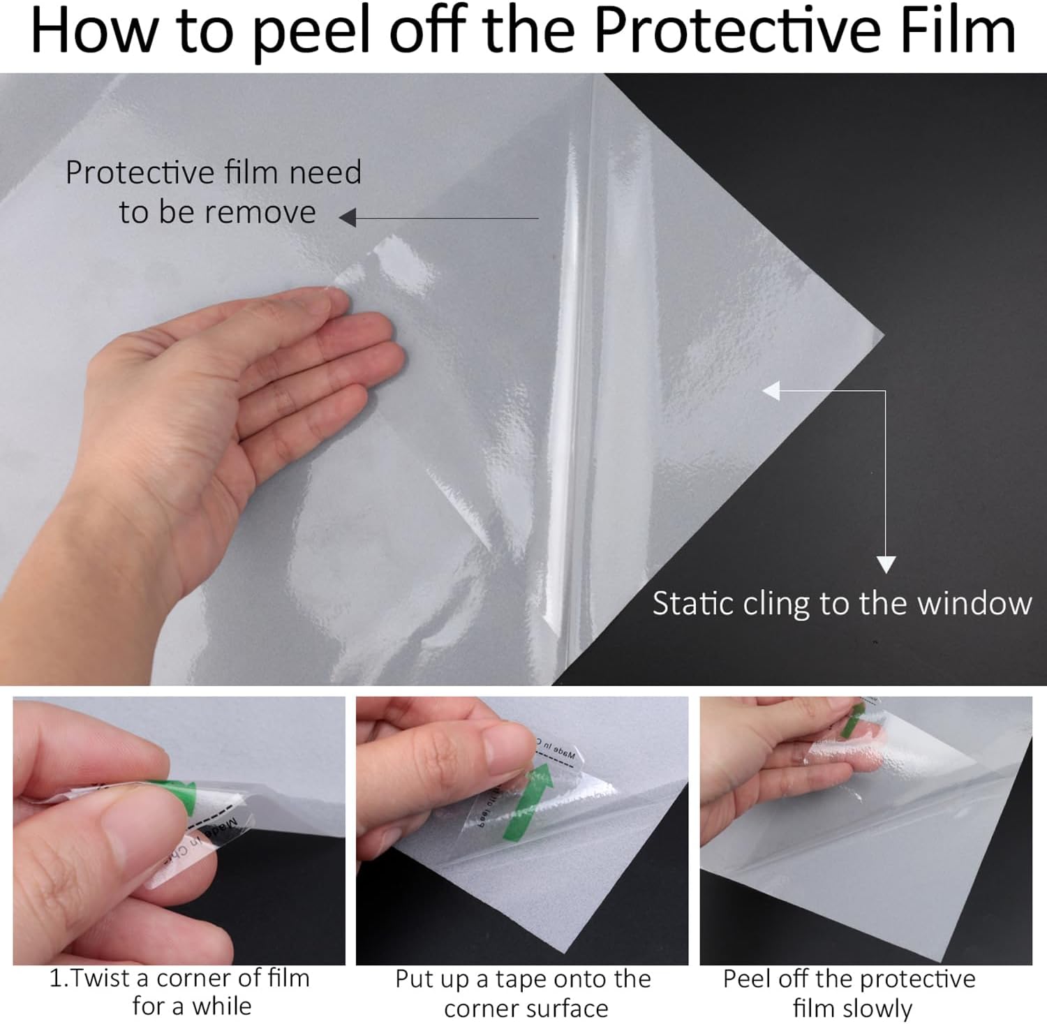 HIDBEA Película esmerilada de privacidad para ventana, control de calor, bloqueo UV, adherencia estática, no adhesiva, reutilizable, para baño,