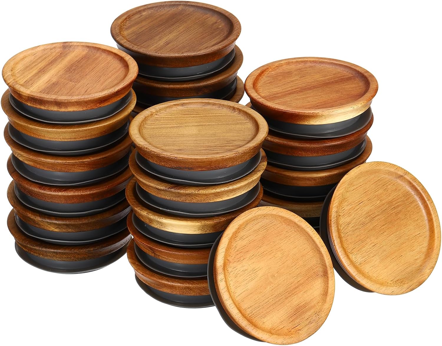 PATIKIL Tapas para tarros de conservas de madera de boca regular, tapas de frascos de bola, tapas de madera con sello de silicona hermético, tapas