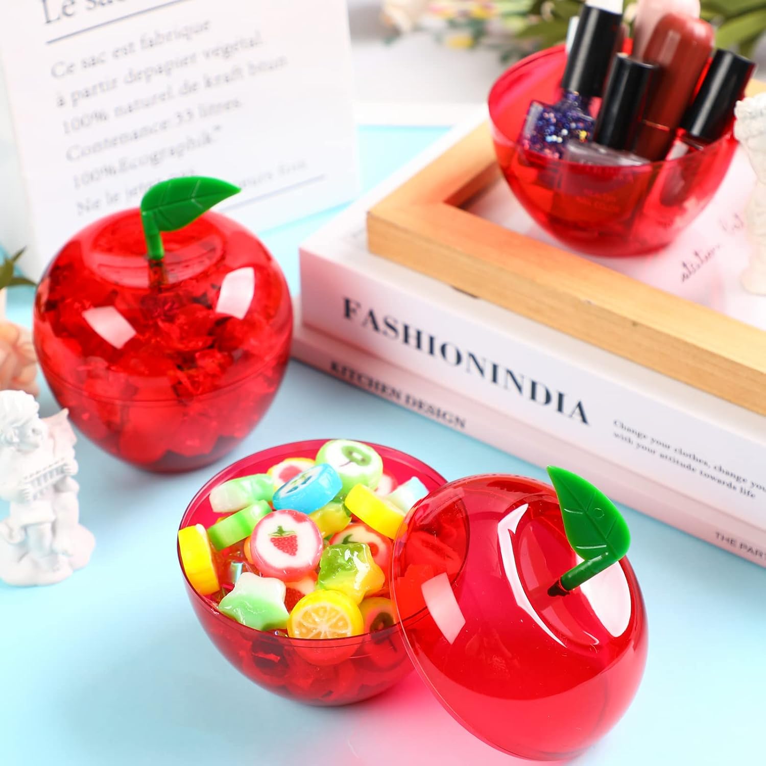 Tanlade Recipiente de plástico para manzana, contenedor de San Valentín, regalos para profesores, soporte para dulces de regreso a clases, fiesta de