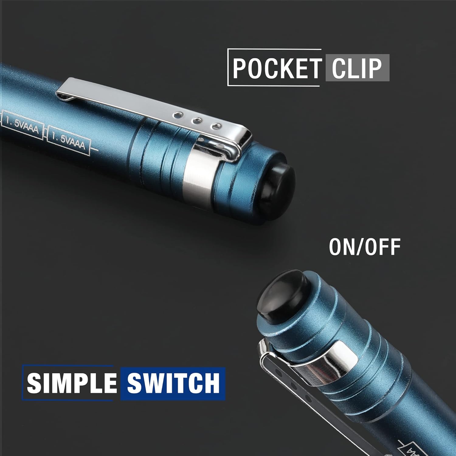 WORKPRO Juego de 4 luces azules para bolígrafo y 4 unidades de luces negras
