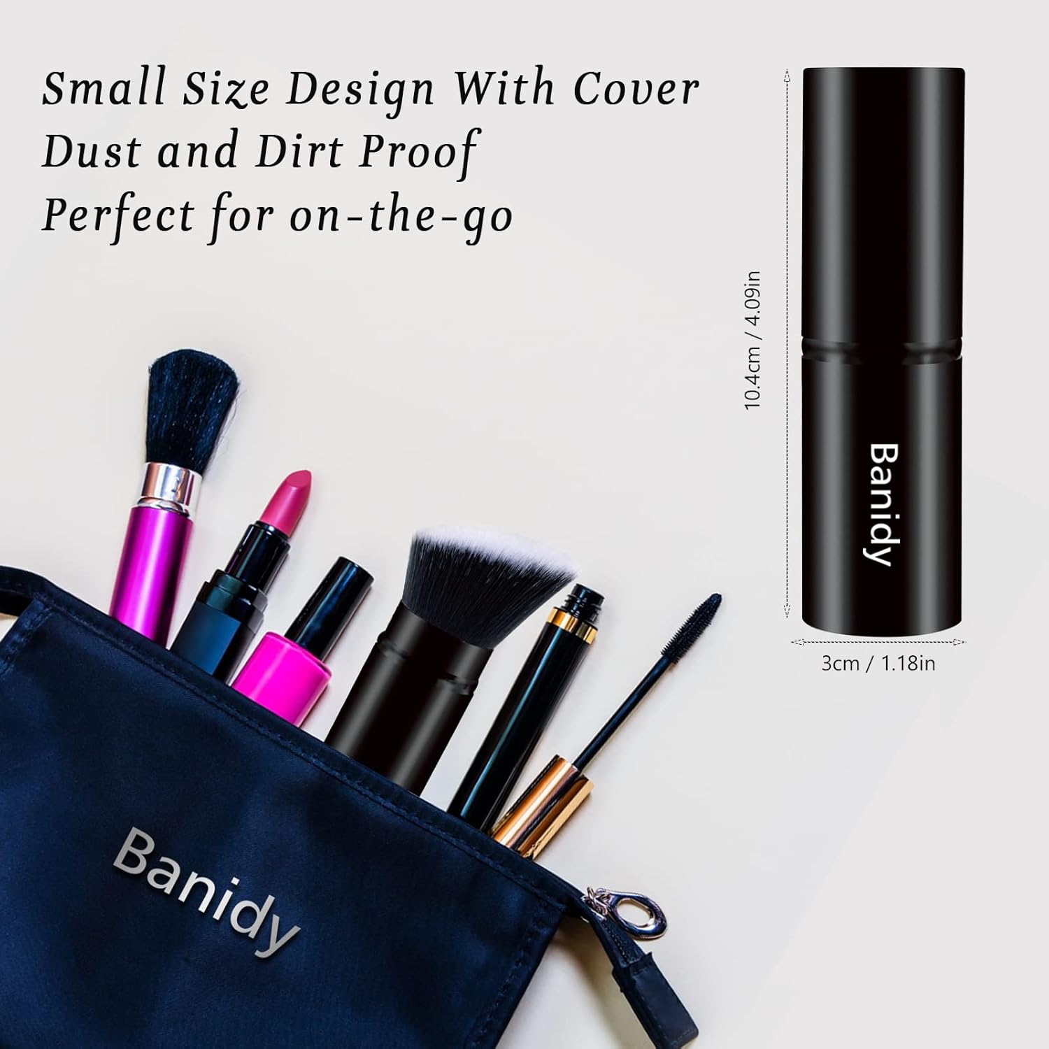 Brocha de maquillaje Kabuki para la cara, retráctil, cepillo Kabuki de viaje, portátil, impecable para base, rubor en polvo, bronceador, pulido,