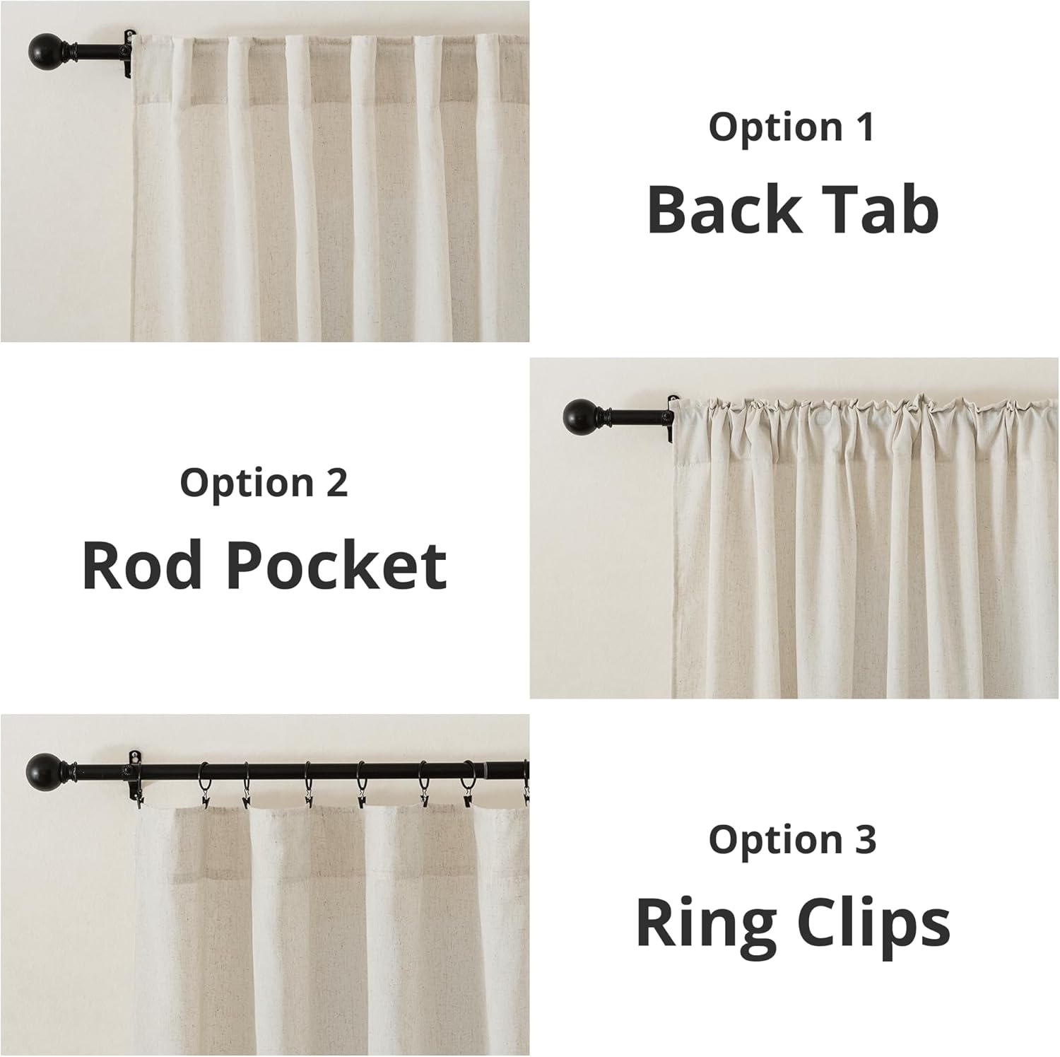 RYB HOME Cortinas traslúcidas de lino para sala de estar, dormitorio, pestaña trasera de 84 pulgadas, decoración rústica bohemia para comedor,