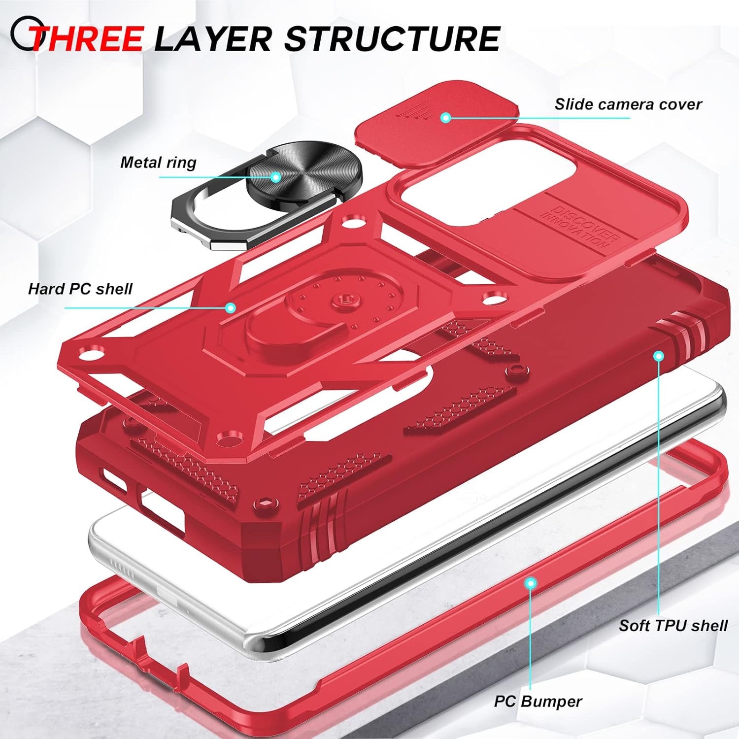 LeYi Funda para Samsung A53 5G Galaxy A53 5G con cubierta deslizante para cámara + 2 paquetes protector de pantalla, funda protectora de cuerpo
