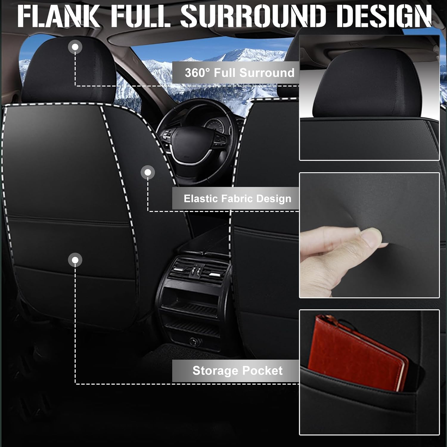 TTX LIGHTING 2 fundas de asiento delantero de automóvil para Ford Maverick 2022 2023 2024 de piel de seda de hielo, transpirable, impermeable, para