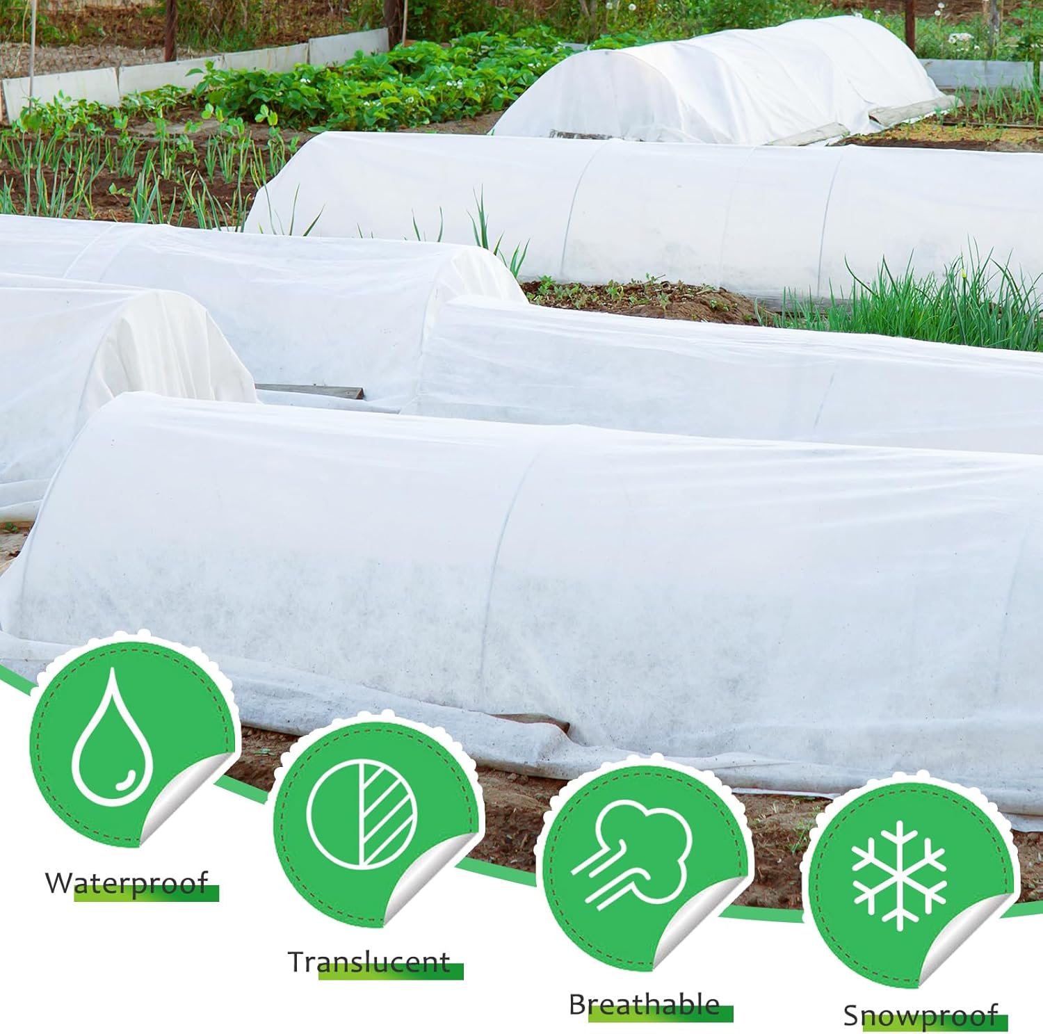 Cubiertas para plantas de protección contra congelación, mantas para protección de plantas al aire libre en invierno, cubiertas flotantes de tela