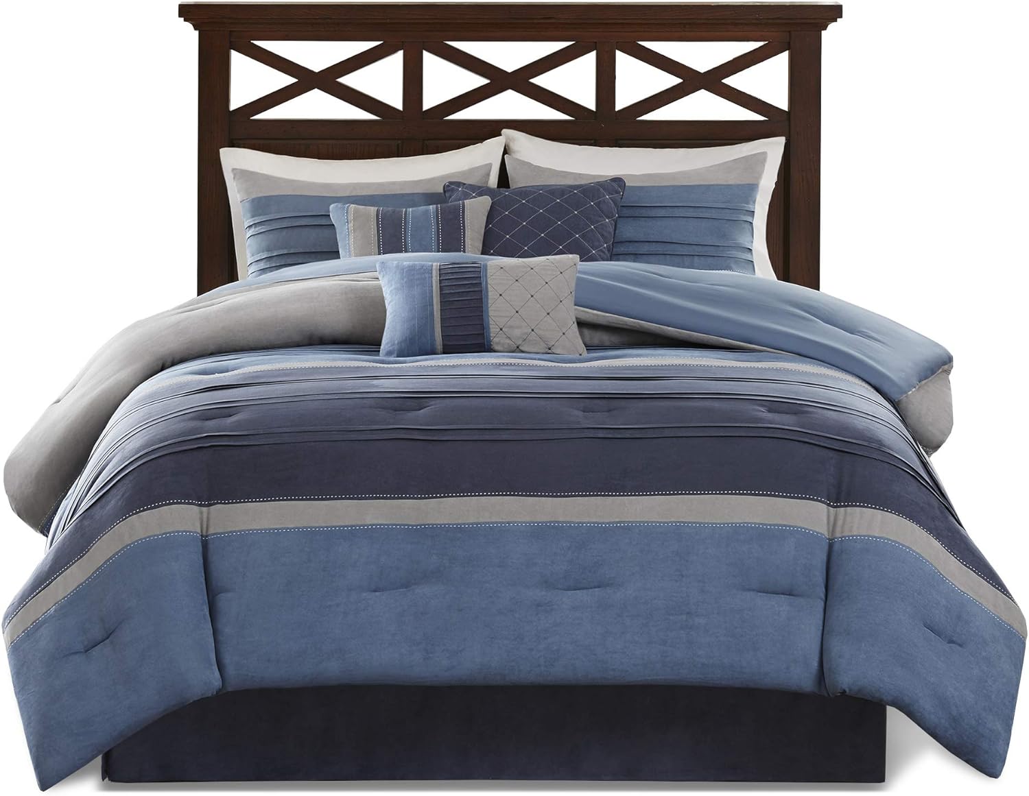 Madison Park juego de edredón, diseño moderno y acogedor para todas las estaciones, falda de cama a juego, almohadas decorativas, tamaño queen (90 x